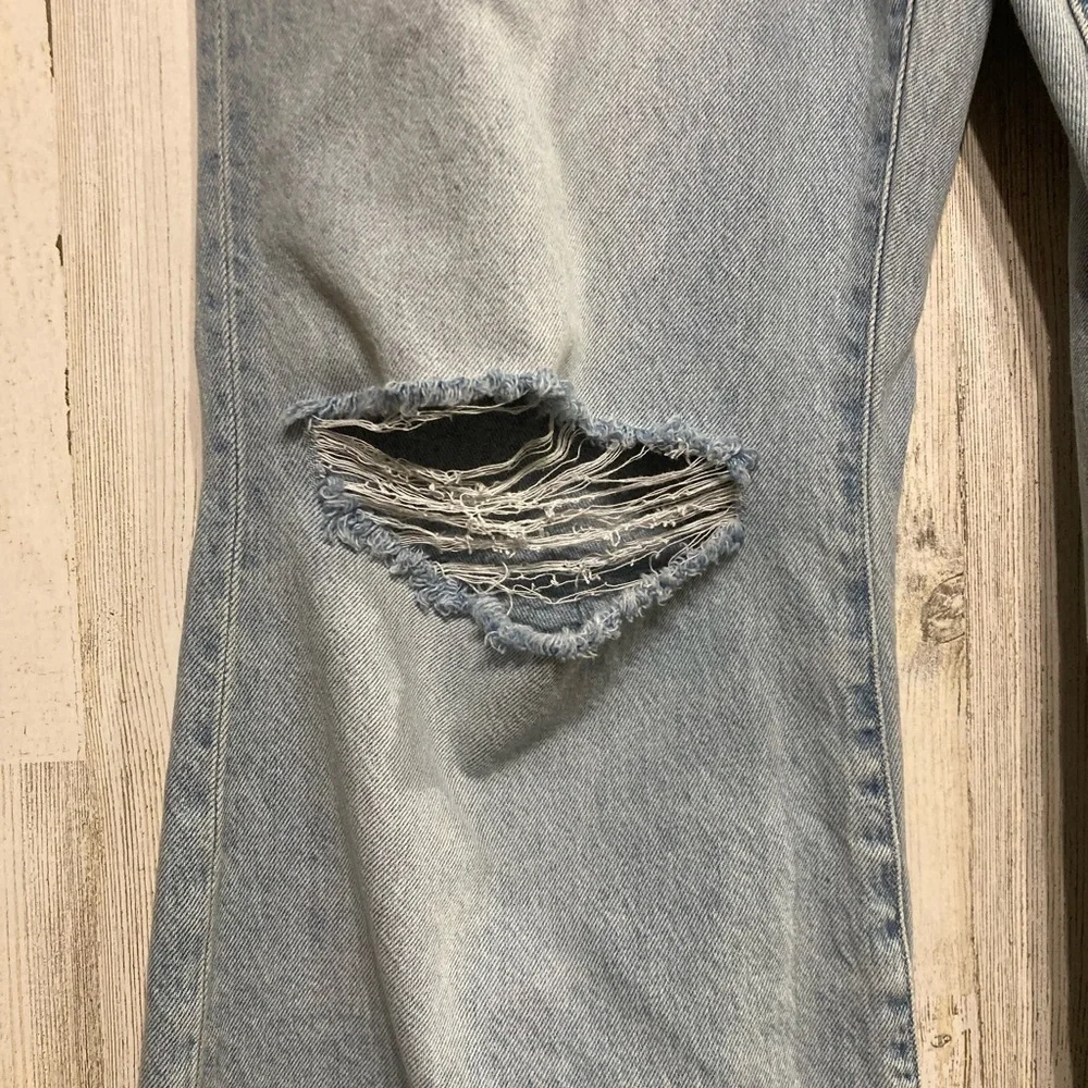 Madewell Luzon Wash Distressed Blue Baggy Flare Jeans Denim Size 31 - Picture 6 of 13